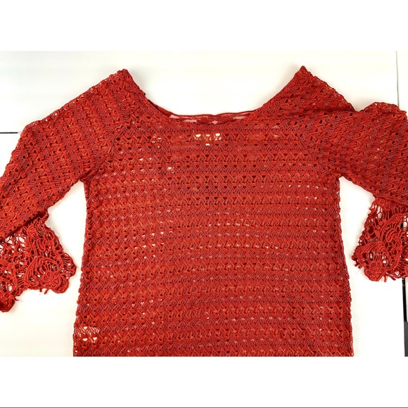 Umgee USA Crochet Style Tunic Top Coverup | 3/4 Length Sleeve - Picture 3 of 9